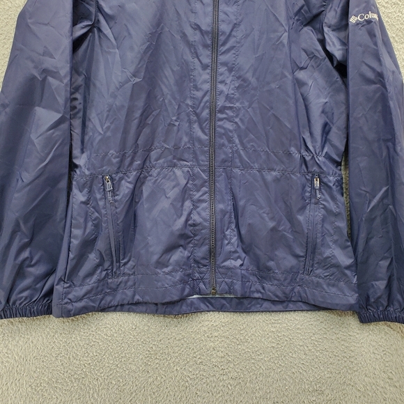 Columbia Packable Windbreaker Jacket Womens Medium Blue Rain Zip Up Hood - Picture 4 of 10